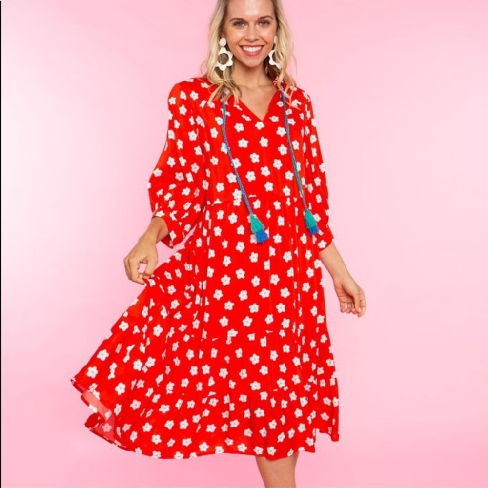 Crosby By Mollie Burch Talulah Large Red with Posey Flowers great used condition